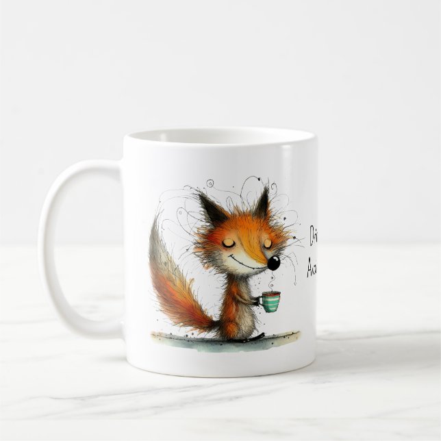 Drink Coffee. Avoid Humans. Whimsical Fox Funny Coffee Mug (Left)