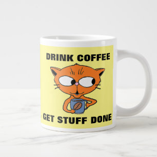 DRINK COFFEE GET STUFF DONE Cute Cat Large Coffee Mug