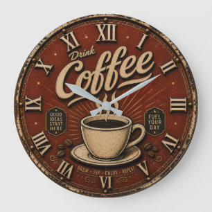 Drink Coffee Large Clock