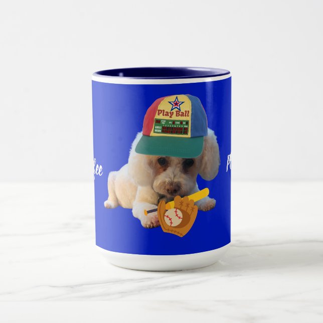 Drink Coffee Play Ball Poodle Mug (Center)