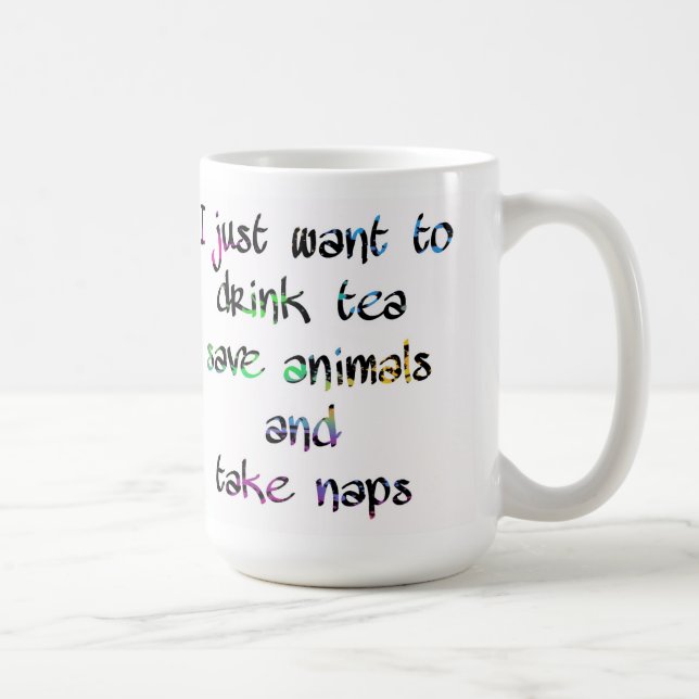 Drink Coffee Save Animals Take Naps Animal Lover Coffee Mug (Right)