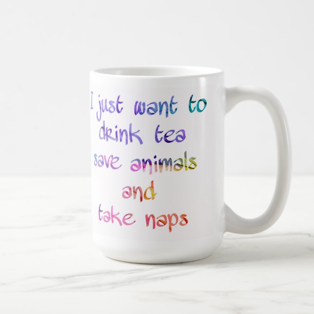 Drink Coffee Save Animals Take Naps Animal Lover Mug (Right)