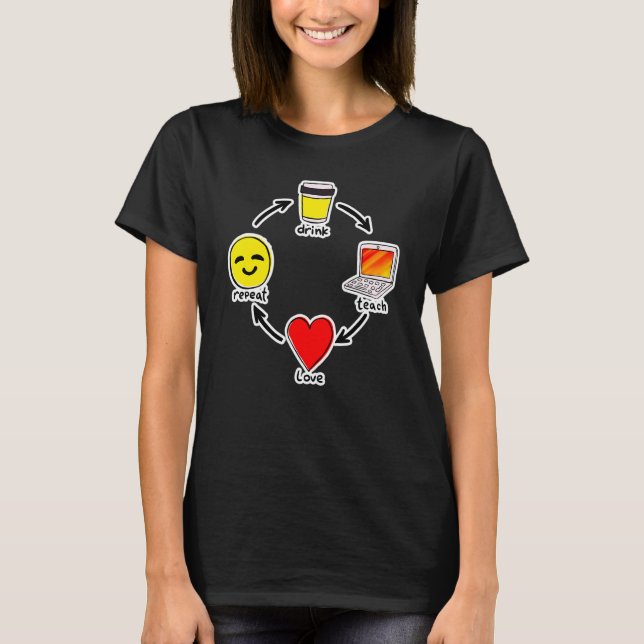 Drink Coffee Teach Love Repeat Quote T-Shirt (Front)
