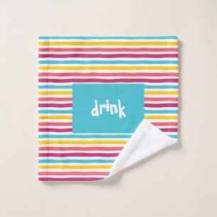 "drink" Colourful Striped Candy Funny Wash Cloth