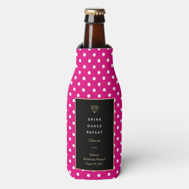 Drink Dance Repeat | Bachelorette Bottle Cooler (Bottle Front)