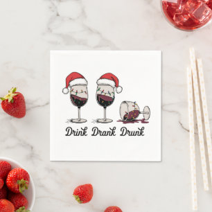 Drink Drank Drunk Christmas Wine Napkin