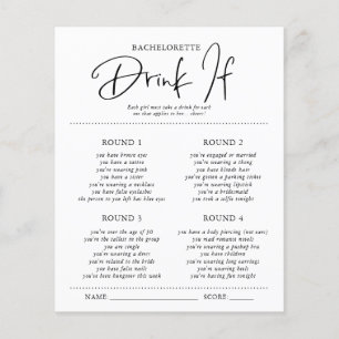 Drink If Bachelorette Party Game Card