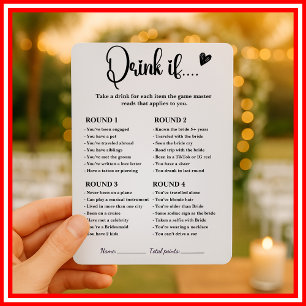 Drink If Bridal Shower Game Modern Elegant Invitation