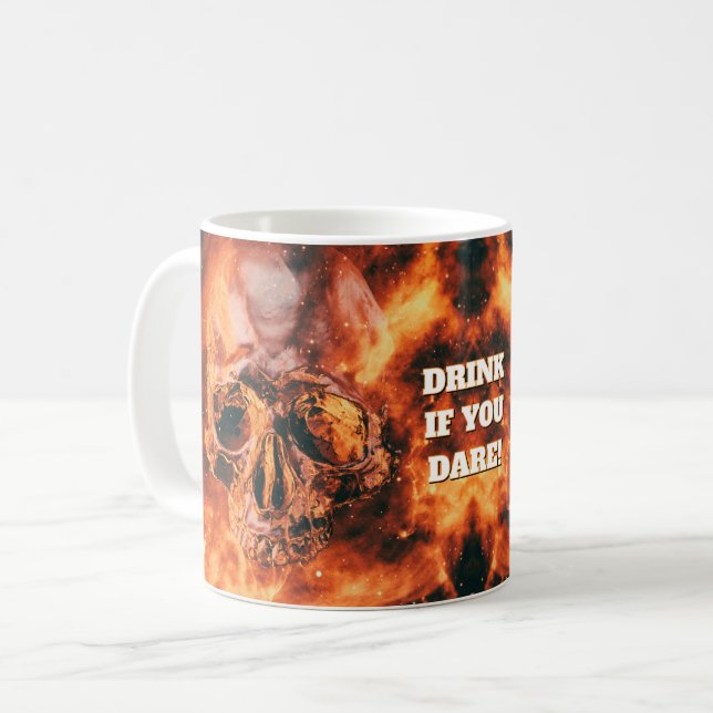 Drink If You Dare! Skull in space Coffee Mug (Front Left)
