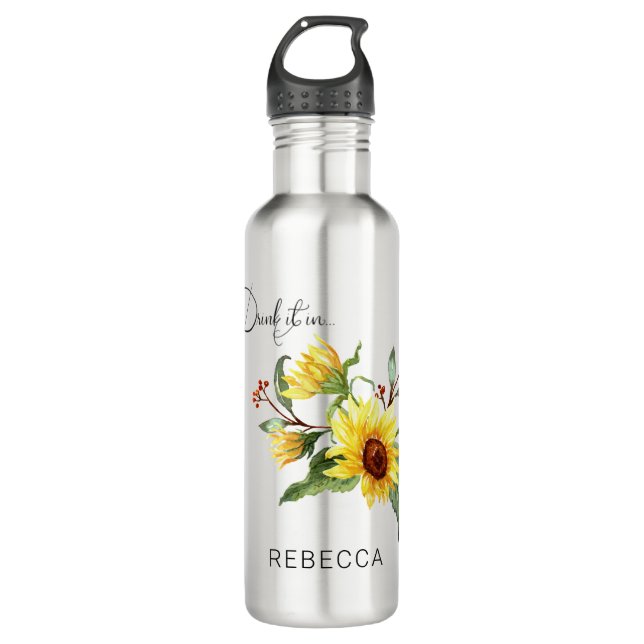 Drink it in Sunflower II Water Bottle (Front)