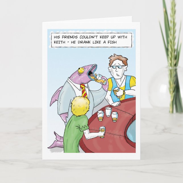Drink like a fish greeting card (Front)