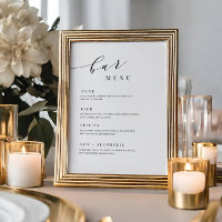 Drink List Bar Menu Reception Event Table Sign