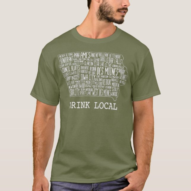 Drink Local Iowa Craft Beer T-Shirt (Front)