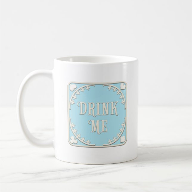"Drink Me" Adventures in Wonderland Green Emblem C Coffee Mug (Left)