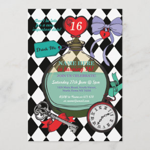 Drink Me Alice In Wonderland Birthday Party Invite