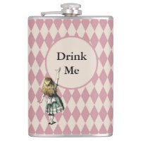 Drink Me Alice in Wonderland Green Mauve Chequered