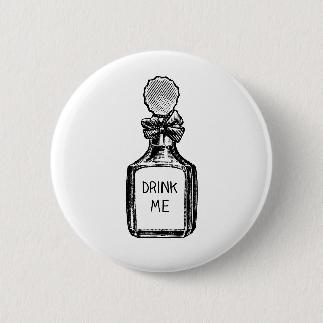 Drink Me Alice In Wonderland Pin Badge (Front)