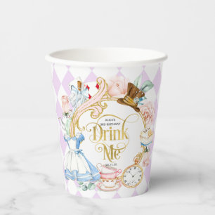 Drink Me, Alice in Wonderland themed girl birthday Paper Cups