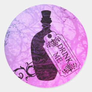 Drink Me Bottle Purple Classic Round Sticker