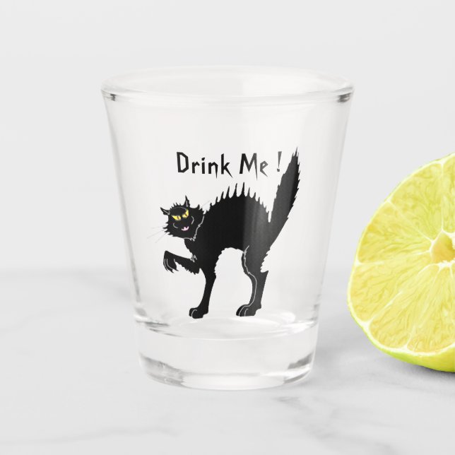 Drink Me Halloween Cat Shot Glass (Front)