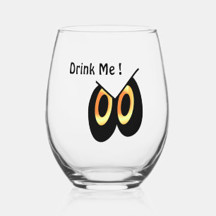 Drink Me Halloween Eyes Stemless Wine Glass