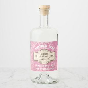 DRINK ME Pink Gin Celebrations Wedding Bottle Gift Liquor Bottle Label