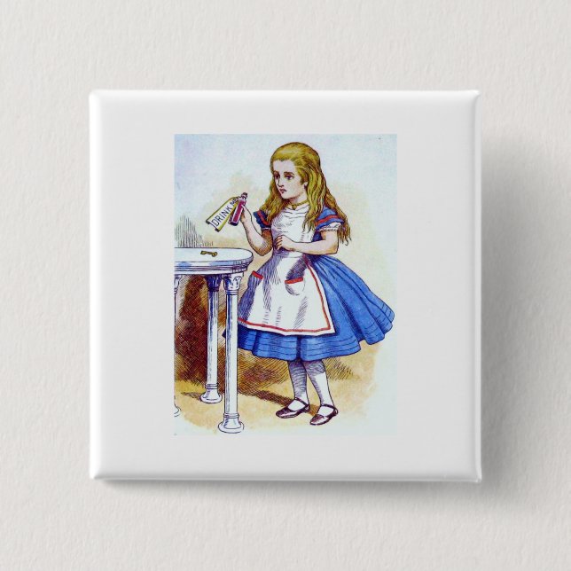 "Drink Me" Potion with Alice 15 Cm Square Badge (Front)