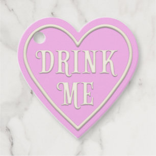 "Drink Me" Tea Party Pink Heart Personalised Favour Tags
