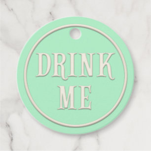 "Drink Me" Wonderland Tea Party Green Personalised Favour Tags
