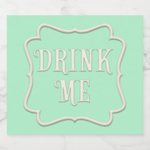 "Drink Me" Wonderland Tea Party Pastel Green Liquor Bottle Label