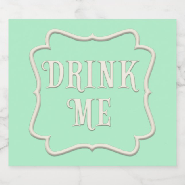 "Drink Me" Wonderland Tea Party Pastel Green Liquor Bottle Label (Single Label)