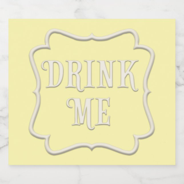 "Drink Me" Wonderland Tea Party Pretty Yellow Liquor Bottle Label (Single Label)