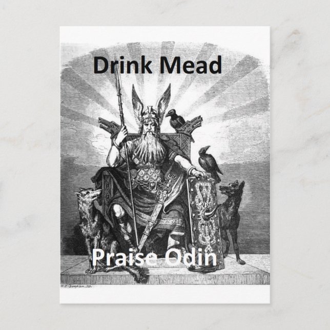 Drink Mead - Praise Odin Postcard (Front)