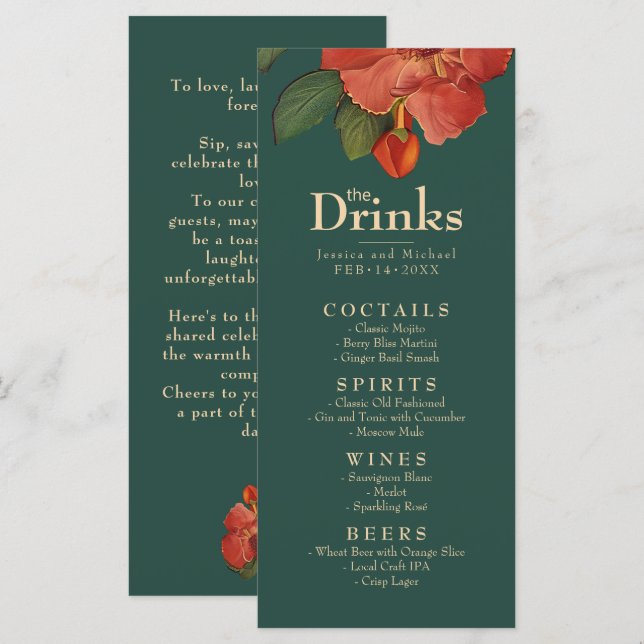 💍Drink menu Rose Romance: Art Nouveau Splendour (Front/Back)