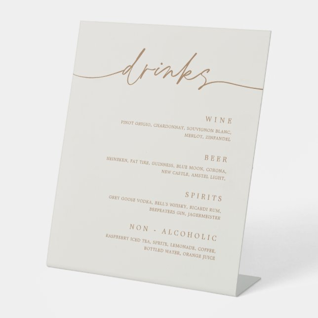 Drink Menu Wedding Reception Pedestal Bar Sign (Front)