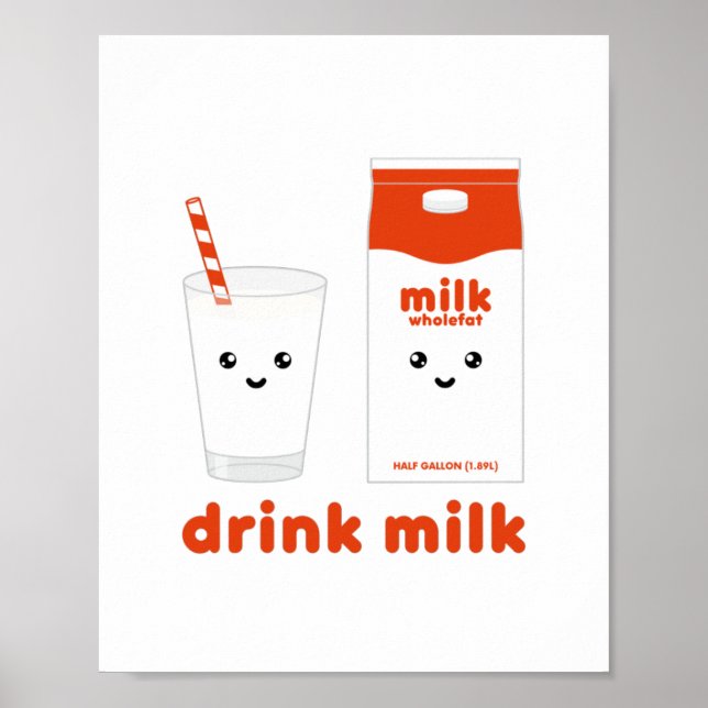 Drink milk - Kawaii design Poster (Front)