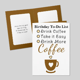 Drink more coffee white brown birthday card