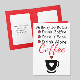 Drink more coffee white red birthday card