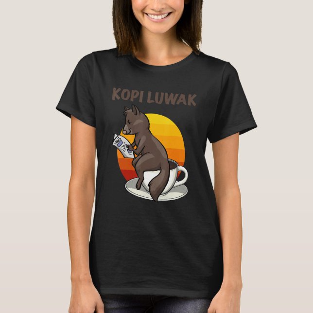Drink My Poops  Women Coffee Cat kopi luwak Love T-Shirt (Front)