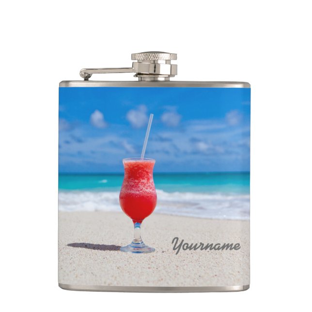 Drink On Beach custom flask (Front)