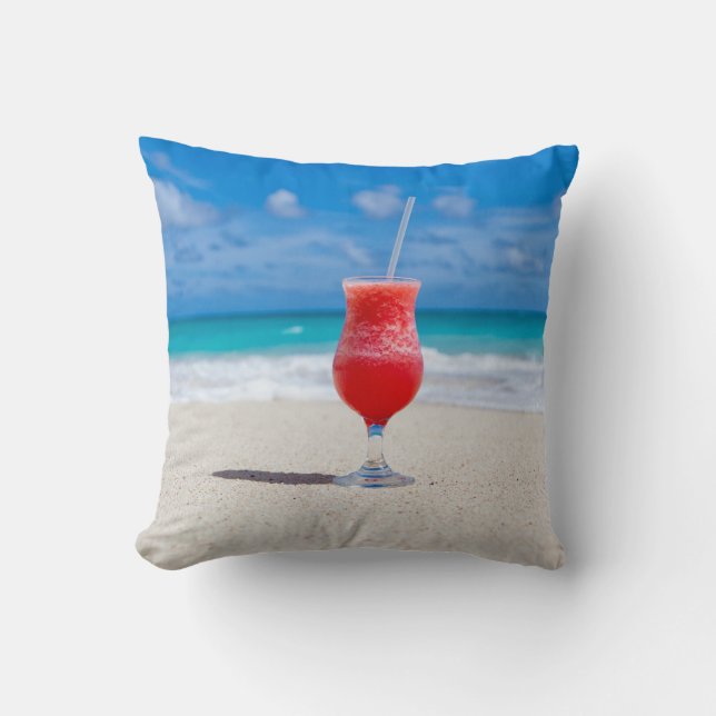 Drink On Beach throw pillow (Front)