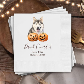Drink On Us Custom Pet Cocktail Weddings Napkin