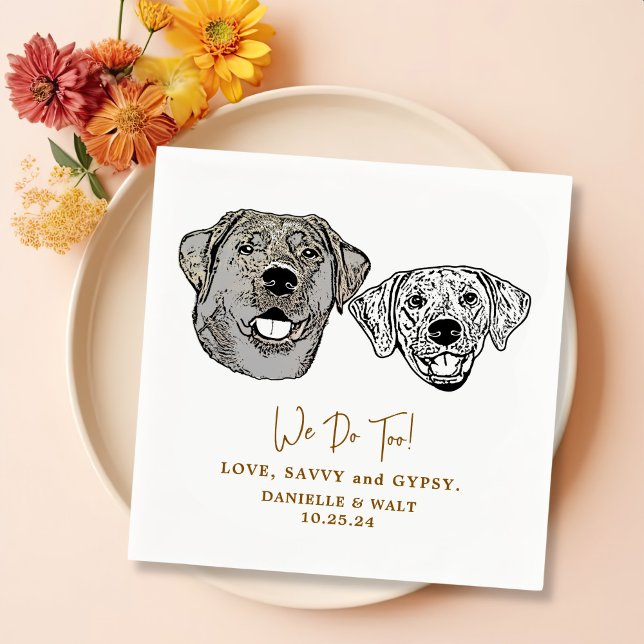 Drink On Us Pets Custom Hand Drawing Wedding  Napk Napkin (Creator Uploaded)