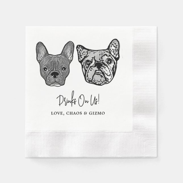 Drink On Us Pets Custom Hand Drawing Wedding Napki Napkin (Front)