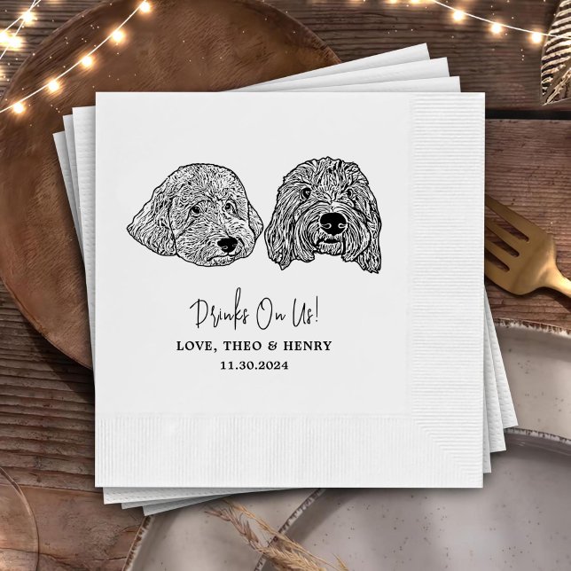 Drink On Us Pets Custom Hand Drawing Wedding Napki Napkin (Creator Uploaded)