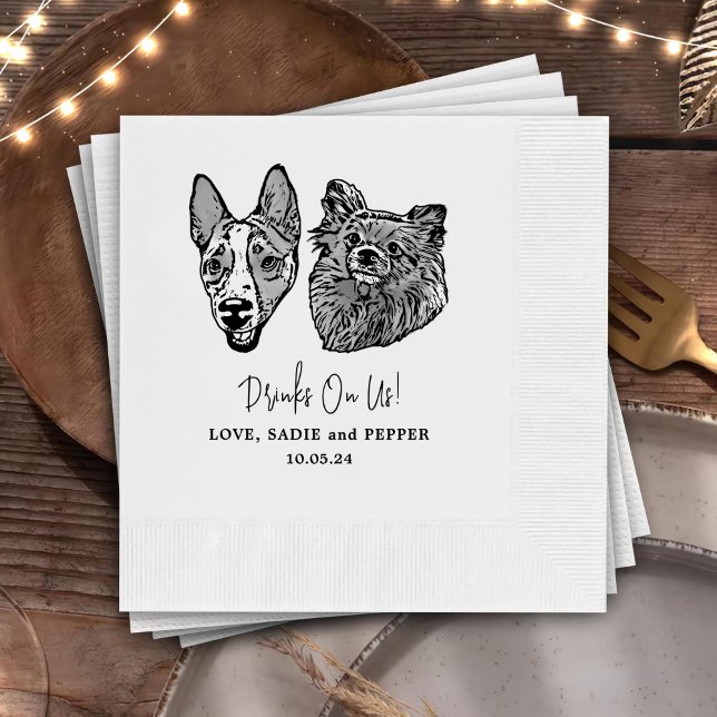 Drink On Us Pets Custom Hand Drawing Wedding Napki Napkin (Creator Uploaded)