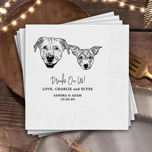 Drink On Us Pets Custom Hand Drawing Wedding Napki Napkin (Creator Uploaded)
