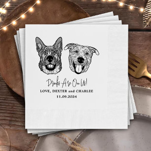 Drink On Us Pets Custom Hand Drawing Wedding Napki Napkin
