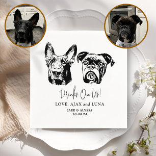 Drink On Us Pets Custom Hand Drawing Wedding Napki Napkin