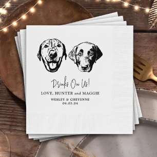 Drink On Us Pets Custom Hand Drawing Wedding Napki Napkin